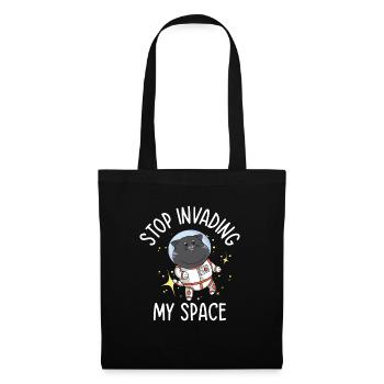 Space Purring Cat Astronaut Cat Lover Spaceship - Tote Bag - black - Front