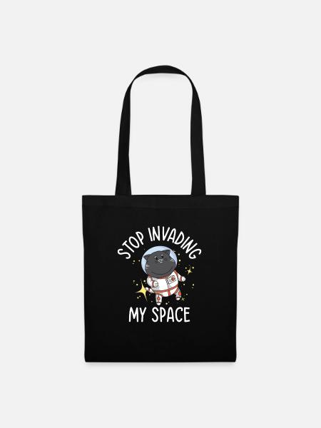 Weltraum Schnurrende Katze Astronaut - Stoffbeutel - Schwarz