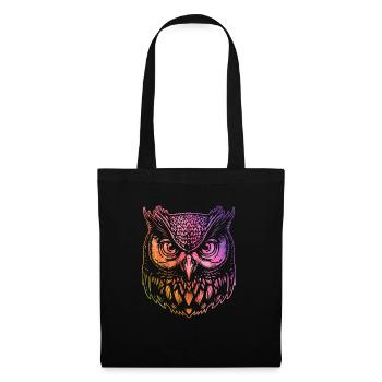 Bunte Eule, künstlerischer Vogel, Wildtiere, - Stoffbeutel - Schwarz - Vorne