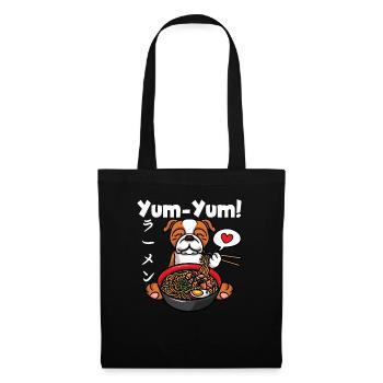 Anime Bulldog Ramen Nouilles Chien Kawaii - Sac en tissu - noir - Devant