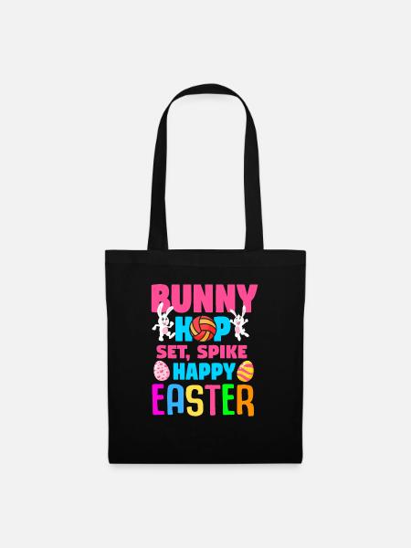 Ostern Volleyball Hase Ferien Kaninchen Sport - Stoffbeutel - Schwarz