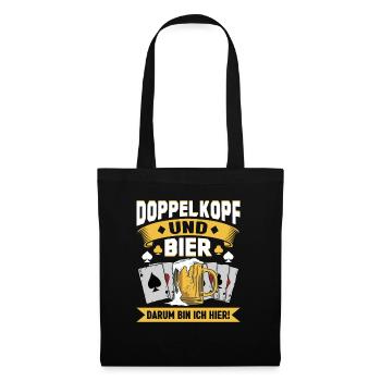 Doppelkopfspieler Doppelkopf und Bier - Stoffbeutel - Schwarz - Vorne