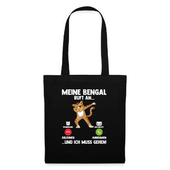Katze Bengalkatze - Stoffbeutel - Schwarz - Vorne