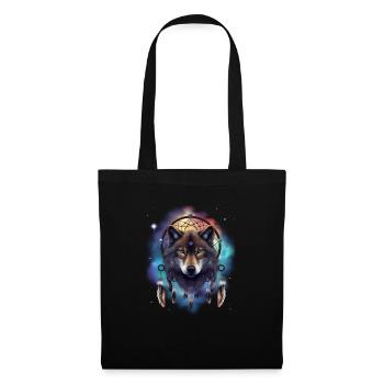 Wolf Galaxy Dream Catcher Plumes spirituelles Wolf - Sac en tissu - noir - Devant