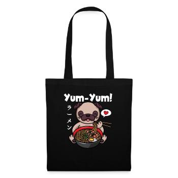Japon Anime Pug Ramen Nouilles Manga Kawaii - Sac en tissu - noir - Devant