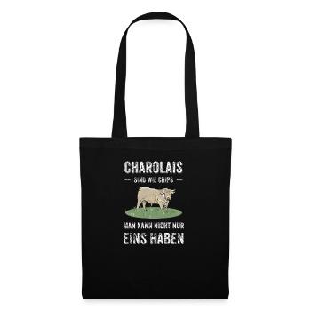Charolais Rind I Frankreich Rinderzucht für - Stoffbeutel - Schwarz - Vorne