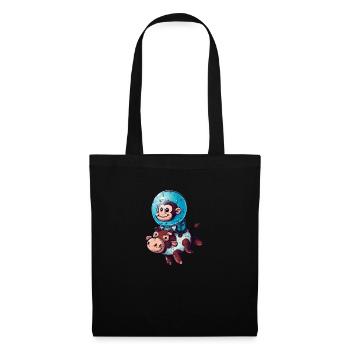 Singe sur Cow Rocket Shake Astronaute Cosmonaute - Sac en tissu - noir - Devant