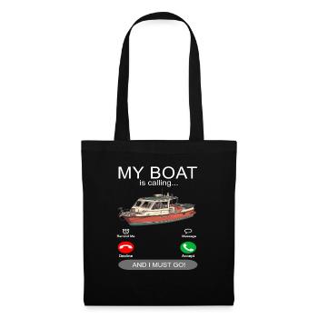 My boat is calling white - Boot Kapitän - Tote Bag - black - Front