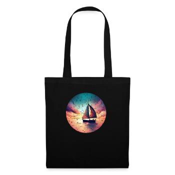 Le voilier navigue dans le sunset grunge - Sac en tissu - noir - Devant