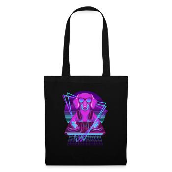 Party Music Techno Dogs Vaporwave DJ Dachshund - Tote Bag - black - Front