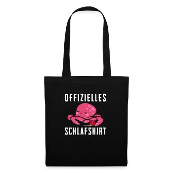 Offizielles Schlafshirt Krake Oktopus Tintenfisch - Stoffbeutel - Schwarz - Vorne