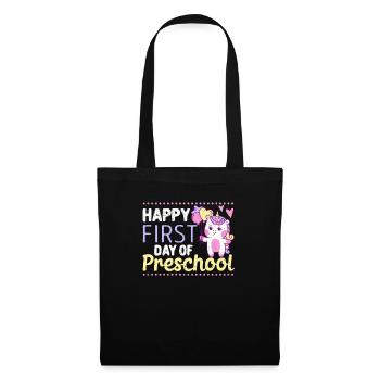Joyeux 1er jour de Preschool Unicorn Lover - Sac en tissu - noir - Devant