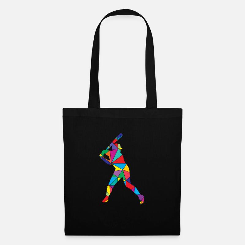 Low Poly Pitcher Schläger Polygon Baseball - Stoffbeutel - Schwarz