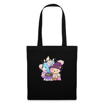 Kawaii Verrückte Katze Hexe - Stoffbeutel - Schwarz - Vorne