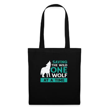 Welttierschutztag Wolf Kunst Wildlife - Stoffbeutel - Schwarz - Vorne