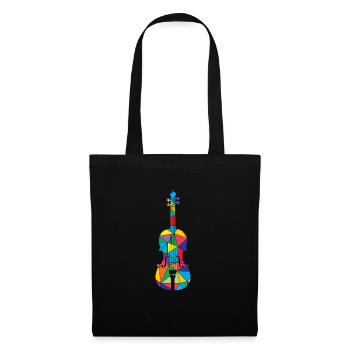 Low Poly Musikalisches Polygon Geige - Stoffbeutel - Schwarz - Vorne