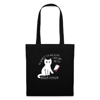 Du denkst ich bin klein lieb und nett Katze - Stoffbeutel - Schwarz - Vorne