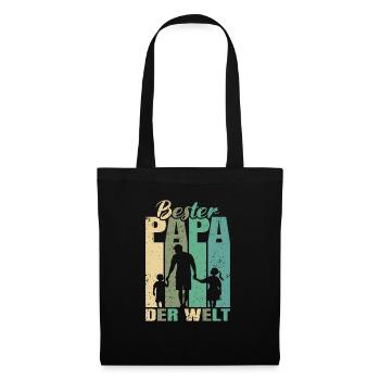 Bester Papa der Welt 2 Kinder Ehemann Papa - Stoffbeutel - Schwarz - Vorne