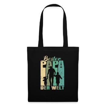 Bester Papa der Welt 2 Kinder Ehemann Papa - Stoffbeutel - Schwarz - Vorne