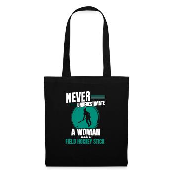 Sports Defender A Woman With A Field Hockey Stick - Tote Bag - black - Front