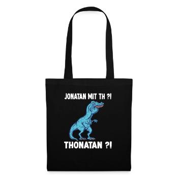 Jonathan T-Rex Dinosaurier Meme Dino Trex Namens - Stoffbeutel - Schwarz - Vorne