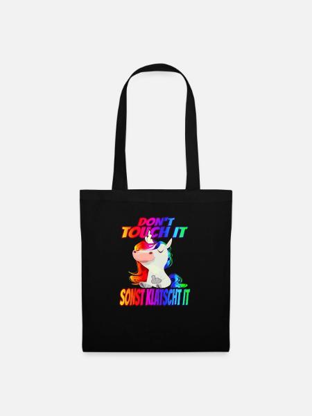 Don't Touch it sonst Klatscht it - Regenbogen - Stoffbeutel - Schwarz