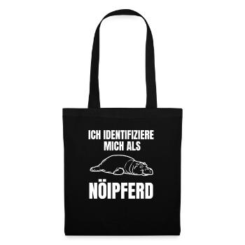 Gelangweiltes Nilpferd / Nölpferd / Keinen Bock - Stoffbeutel - Schwarz - Vorne