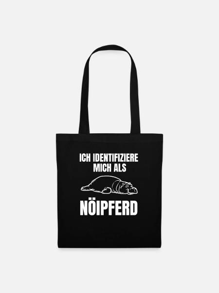 Gelangweiltes Nilpferd / Nölpferd / Keinen Bock - Stoffbeutel - Schwarz