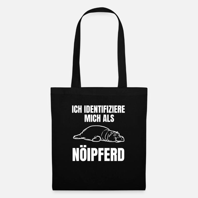Gelangweiltes Nilpferd / Nölpferd / Keinen Bock - Stoffbeutel - Schwarz