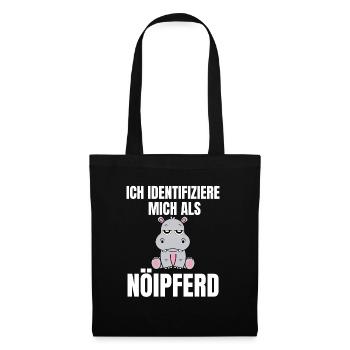Gelangweiltes Nilpferd / Nölpferd / Keinen Bock - Stoffbeutel - Schwarz - Vorne