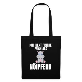 Gelangweiltes Nilpferd / Nölpferd / Keinen Bock - Stoffbeutel - Schwarz - Vorne
