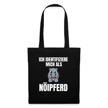 Gelangweiltes Nilpferd / Nölpferd / Keinen Bock - Stoffbeutel - Schwarz - Vorne