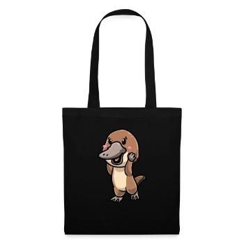 Kawaii Platypus Emoticon - Tote Bag - black - Front