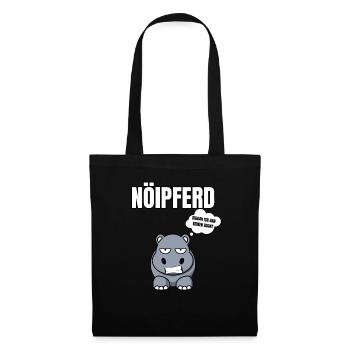 Gelangweiltes Nilpferd / Nölpferd / Keinen Bock - Stoffbeutel - Schwarz - Vorne
