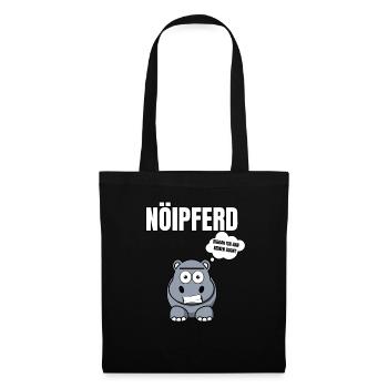 Gelangweiltes Nilpferd / Nölpferd / Keinen Bock - Stoffbeutel - Schwarz - Vorne