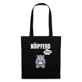 Gelangweiltes Nilpferd / Nölpferd / Keinen Bock - Stoffbeutel - Schwarz - Vorne