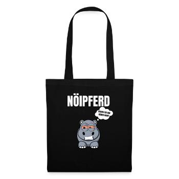 Gelangweiltes Nilpferd / Nölpferd / Keinen Bock - Stoffbeutel - Schwarz - Vorne