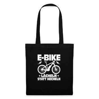 E-Bike Lächeln statt Hecheln Elektrofahrrad EBike - Stoffbeutel - Schwarz - Vorne
