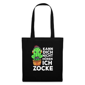 Kann Dich Nicht Hören Ich Zocke Gamer Kaktus - Stoffbeutel - Schwarz - Vorne