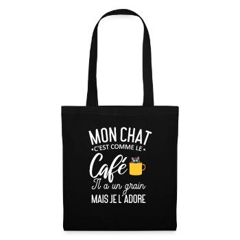 Mon Chat Comme Le Café Un Grain Mais Je L'adore - Sac en tissu - noir - Devant