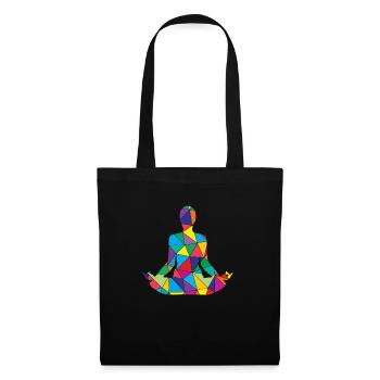 Low Poly Namaste Polygon Namaste Yoga - Stoffbeutel - Schwarz - Vorne