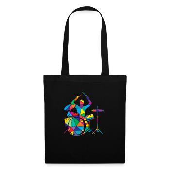 Tambour polygonal musical bas - Sac en tissu - noir - Devant