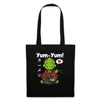 Anime Japonais Tortue Ramen Nouilles Kawaii - Sac en tissu - noir - Devant