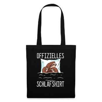 Offizielles Schlafshirt Faultier Schlafanzug - Stoffbeutel - Schwarz - Vorne