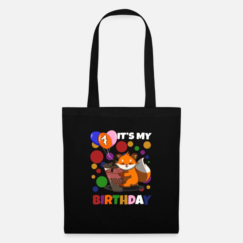 7. Geburtstag Fuchs - Stoffbeutel - Schwarz