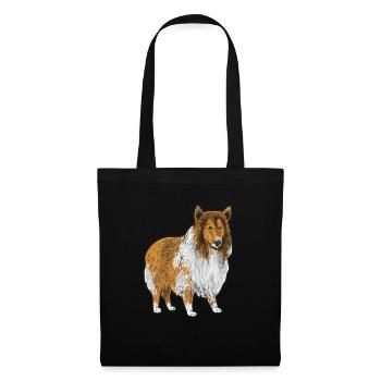 Collie à poil long Collie rugueux Chien - Sac en tissu - noir - Devant