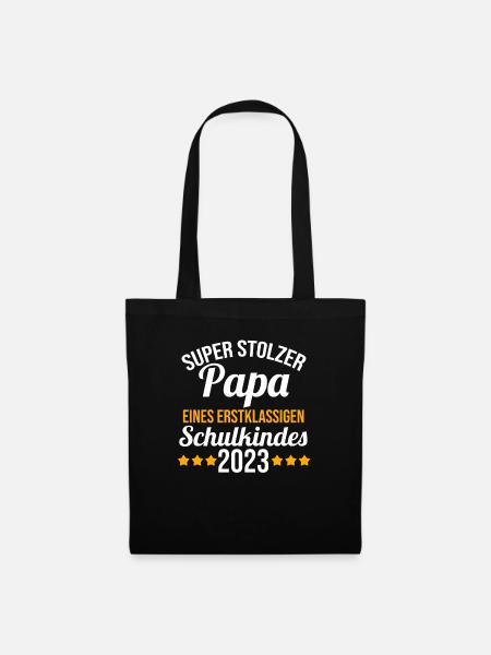 Stolzer Papa eines Schulkind 2023 Einschulung - Stoffbeutel - Schwarz