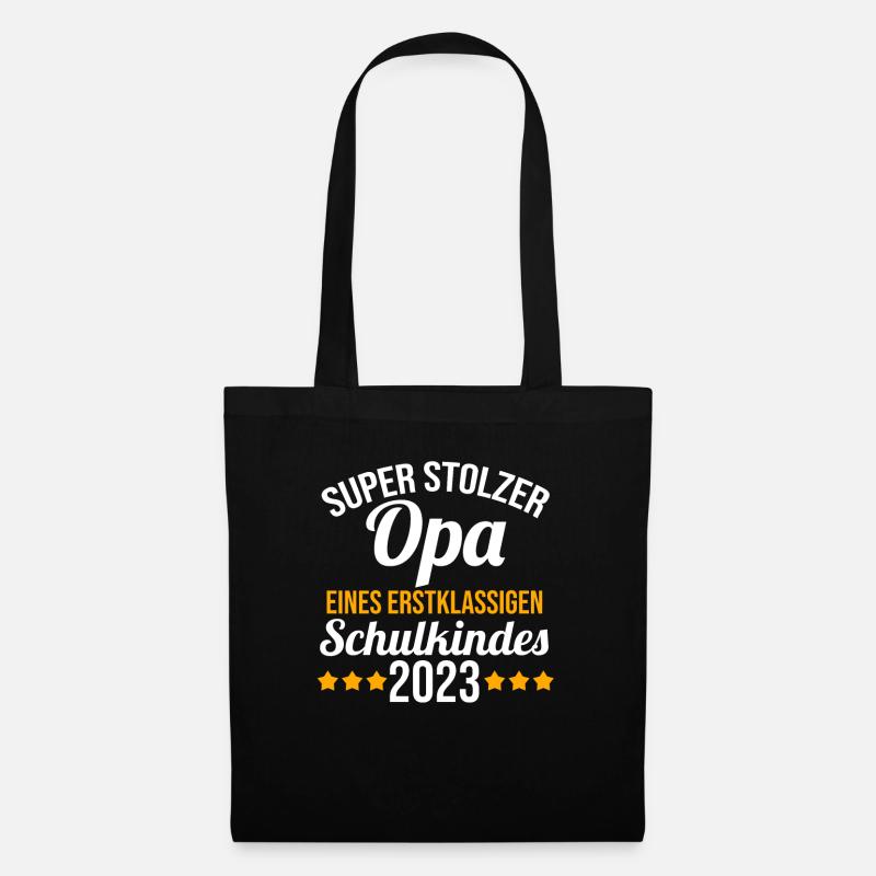 Stolzer Opa eines Schulkind 2023 Einschulung - Stoffbeutel - Schwarz