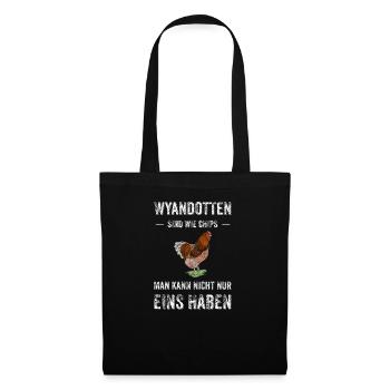 Wyandotten Huhn I Henne Ei Hahn Motiv für - Stoffbeutel - Schwarz - Vorne
