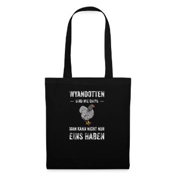 Wyandotten Huhn I Henne Ei Hahn Motiv für - Stoffbeutel - Schwarz - Vorne